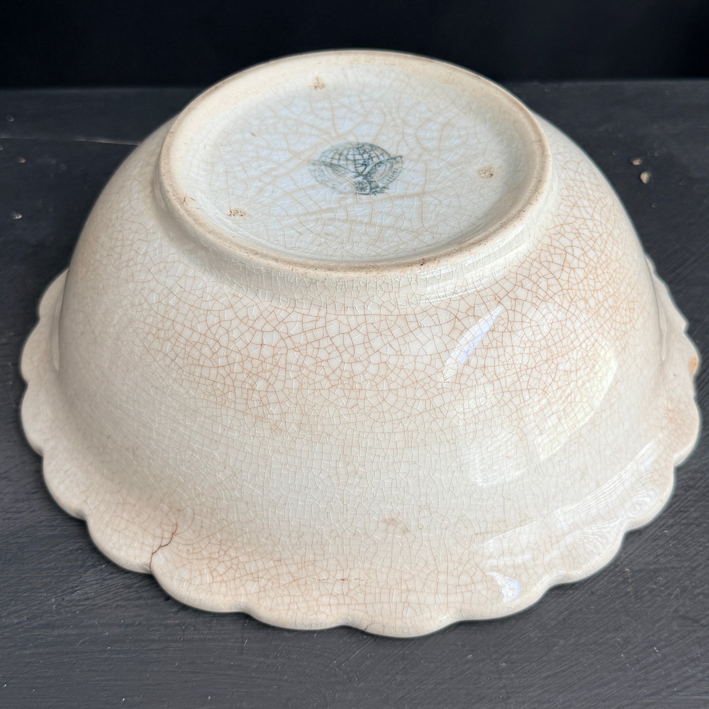 Antique Ironstone Scalloped Bowl