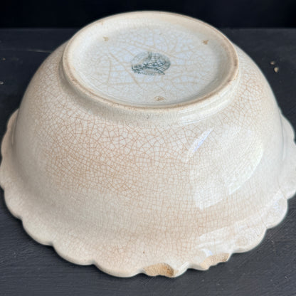 Antique Ironstone Scalloped Bowl