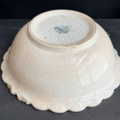 Antique Ironstone Scalloped Bowl