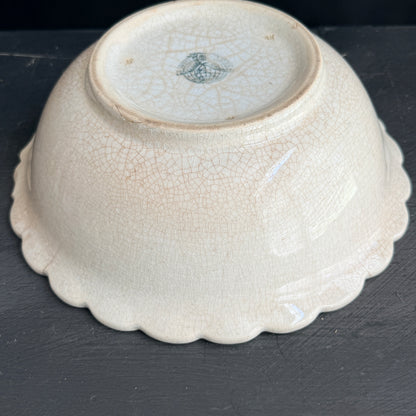 Antique Ironstone Scalloped Bowl