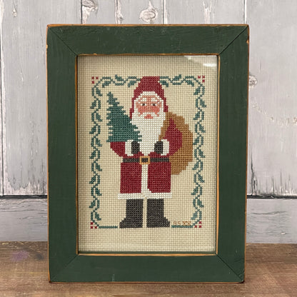 Framed Santa Cross Stitch Art