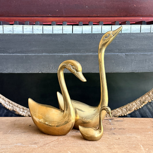 Mid Century Brass Swans