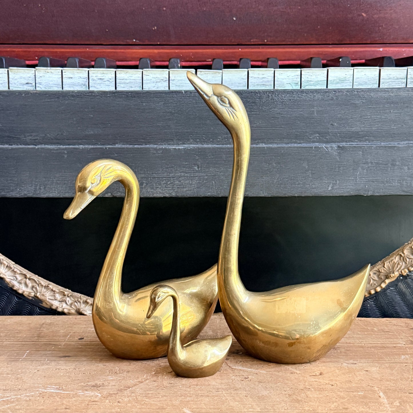 Mid Century Brass Swans