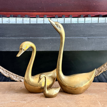 Mid Century Brass Swans