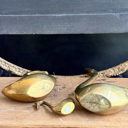Mid Century Brass Swans