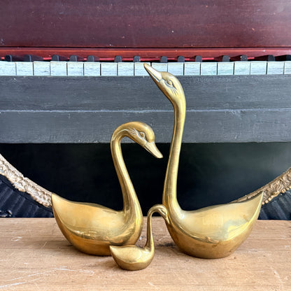 Mid Century Brass Swans