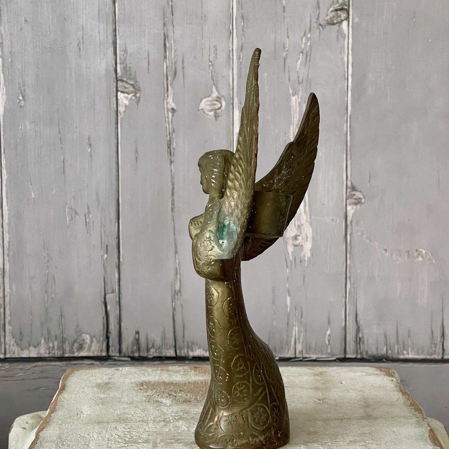 Vintage Brass Angel Candle Holder