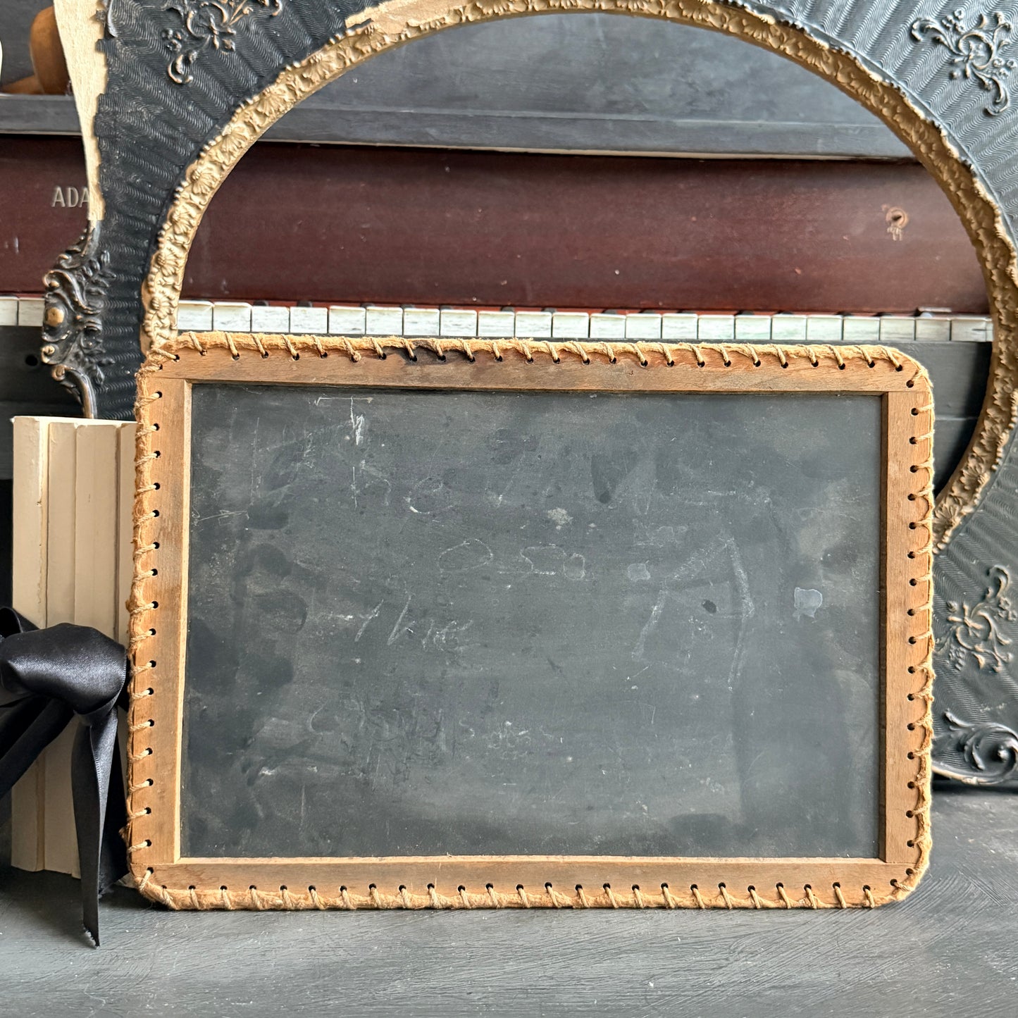 Antique School Slate With Cloth Binding