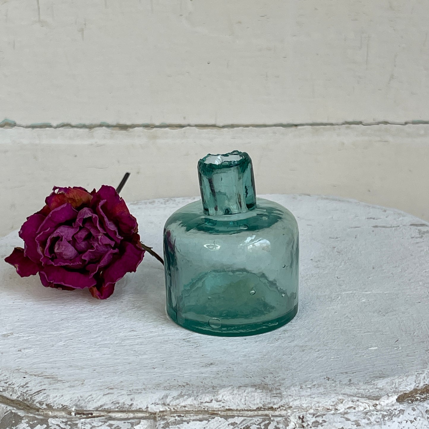 Antique Inkwell -Aqua Round VI