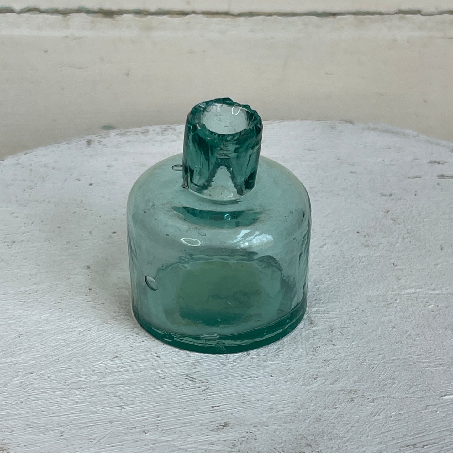 Antique Inkwell -Aqua Round VI