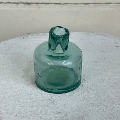 Antique Inkwell -Aqua Round VI