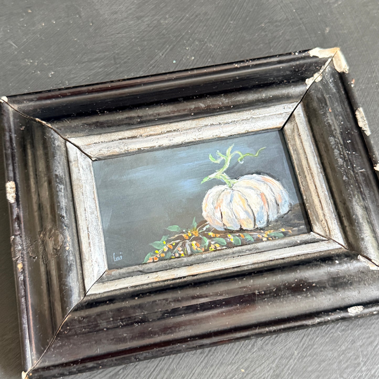 White Heirloom Pumpkin with Bittersweet – Original Painting