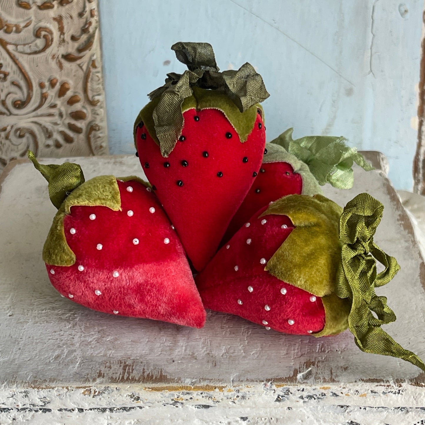 Reserved for Tracie - Velvet Strawberries Bright Pink & Classic Red