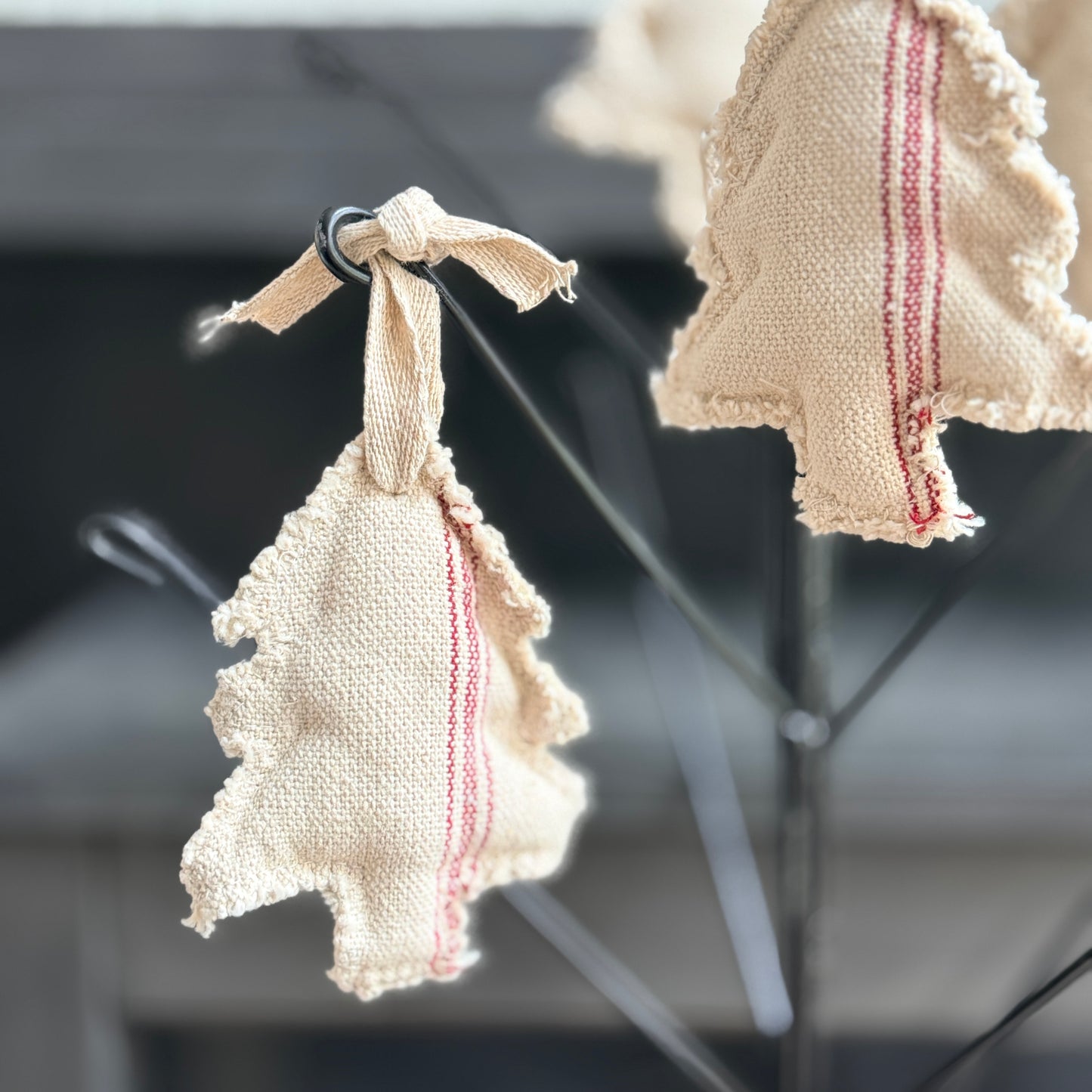 Red Ticking Christmas Tree Ornament