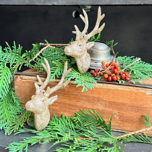Champagne Glitter Deer Ornament