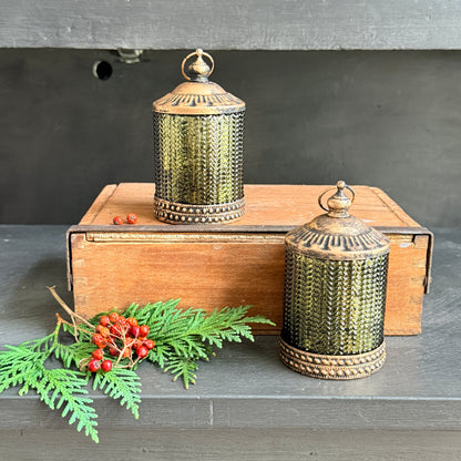 Olive Glass Tea Light Cover