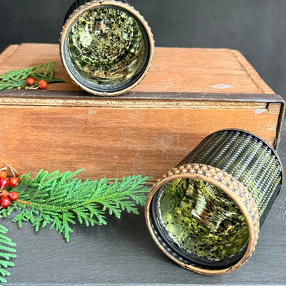 Olive Glass Tea Light Cover