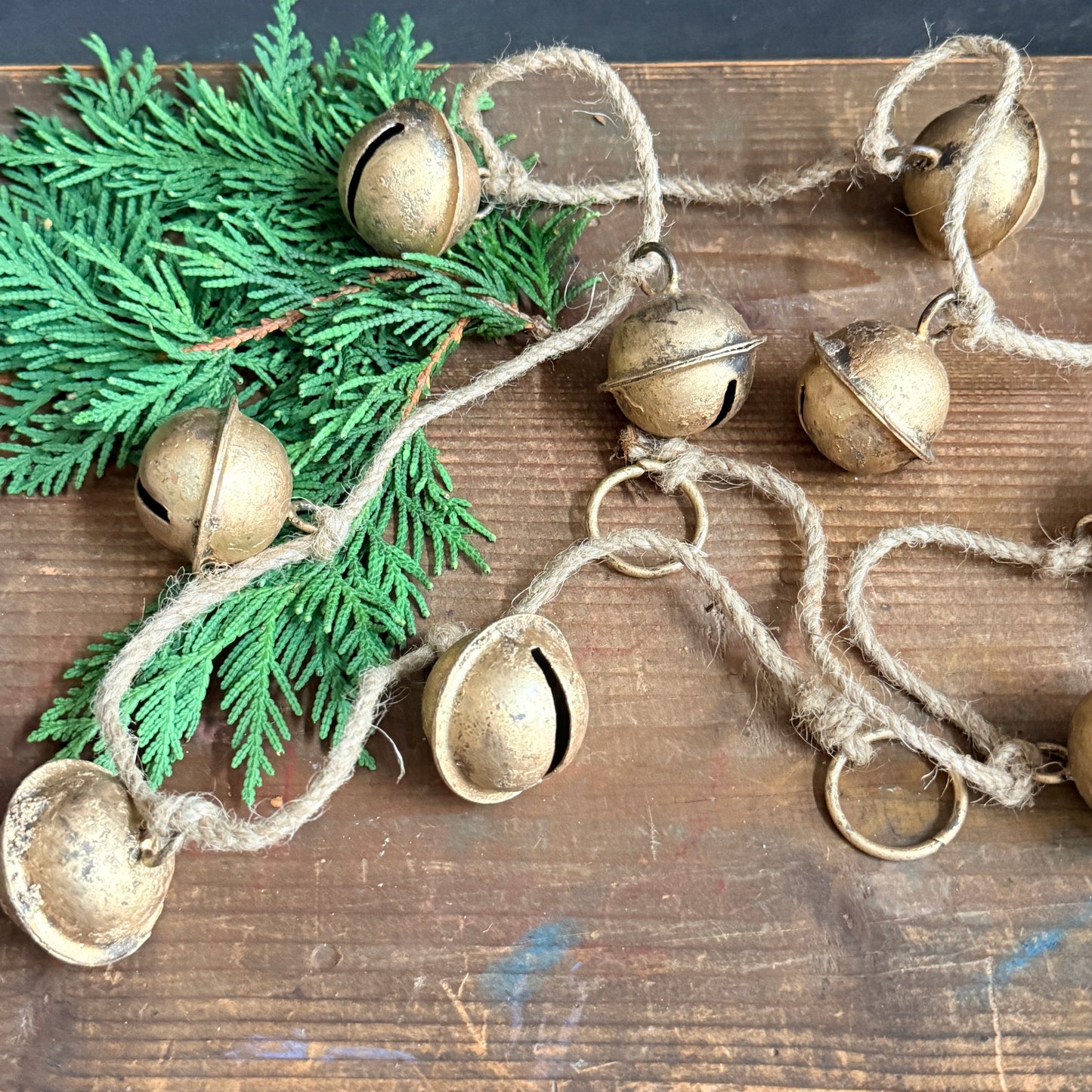 Antiqued Brass Bell Garland