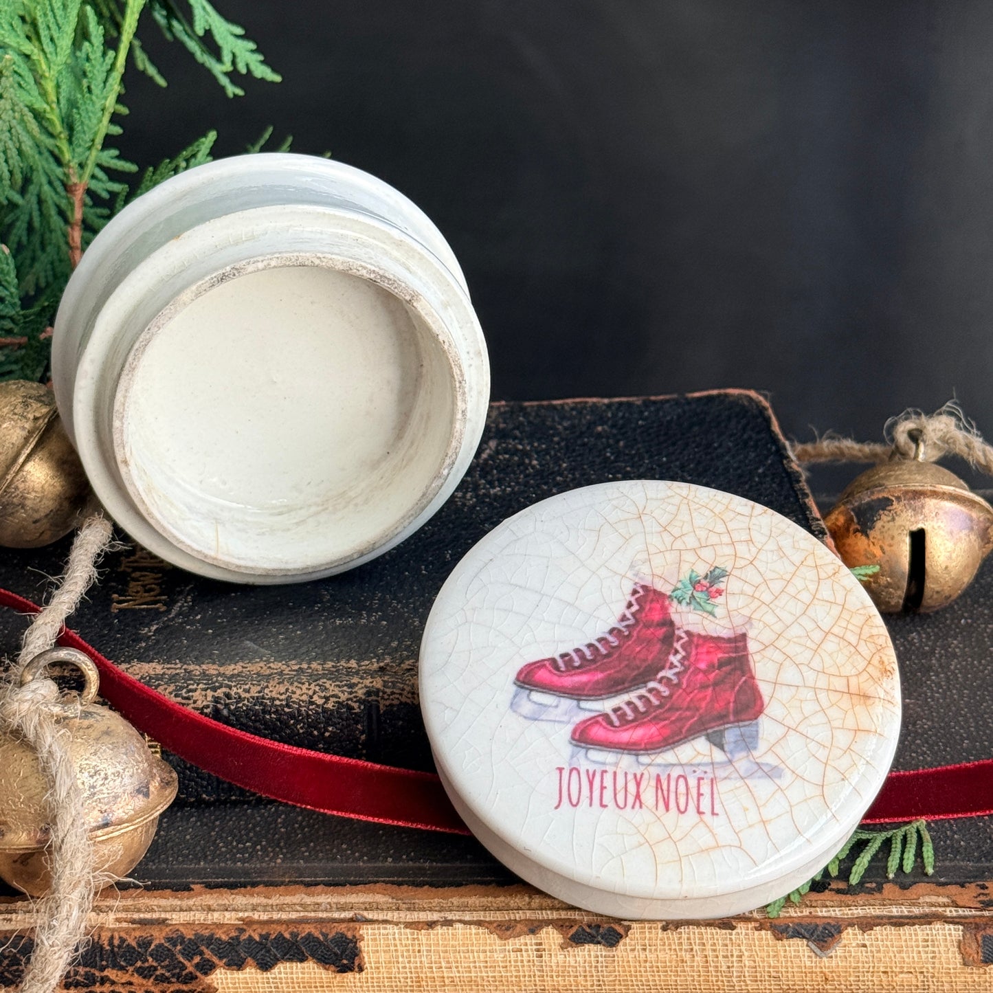 Ironstone Lidded Pot - Joyeux Noël