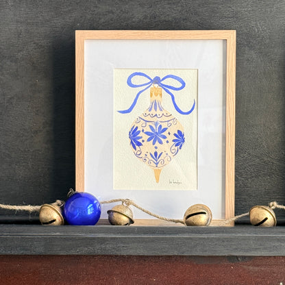 Christmas Bauble in Blue Floral