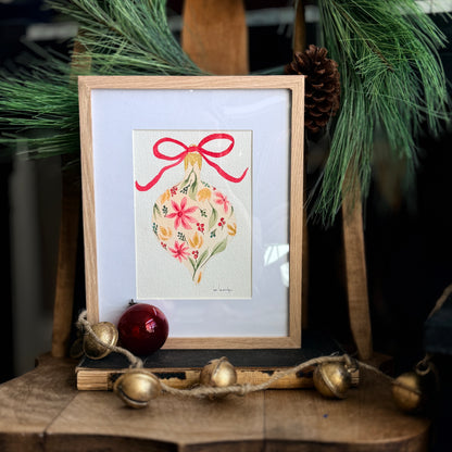 Christmas Bauble in Red Floral
