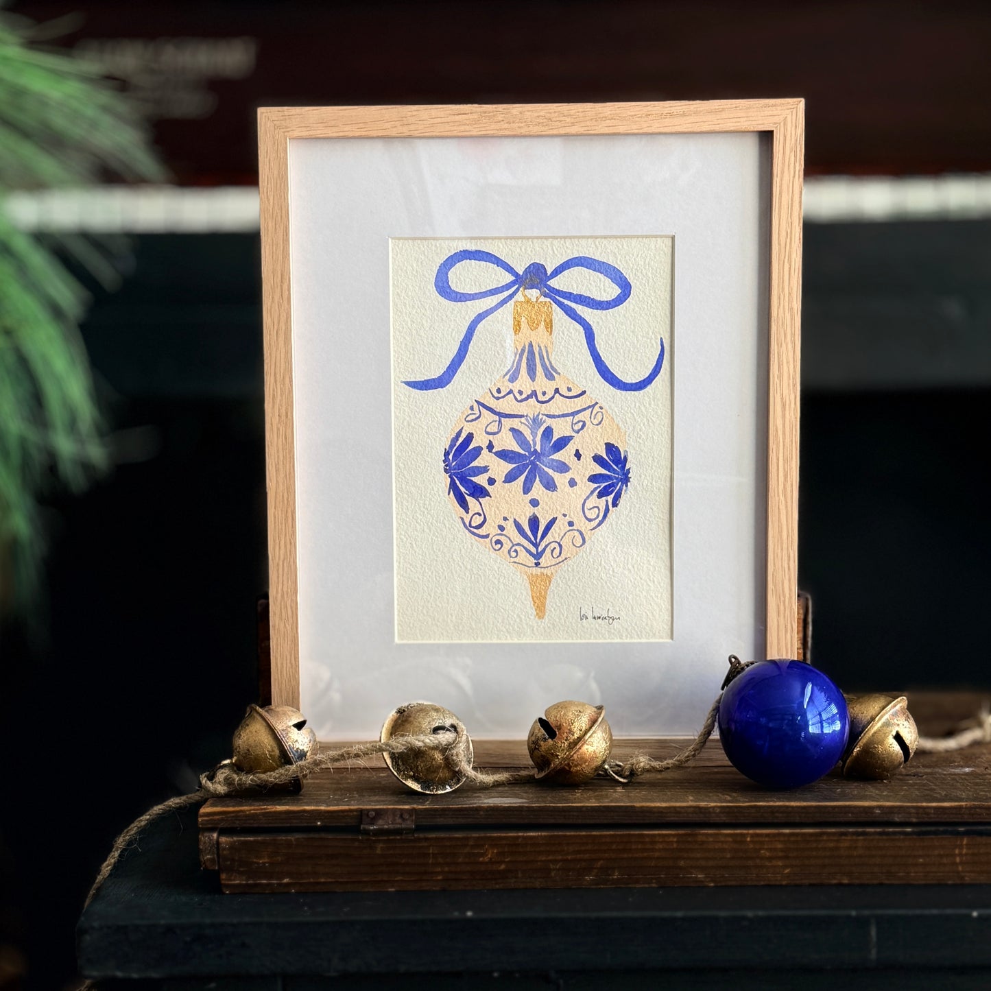 Christmas Bauble in Blue Floral