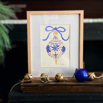 Christmas Bauble in Blue Floral