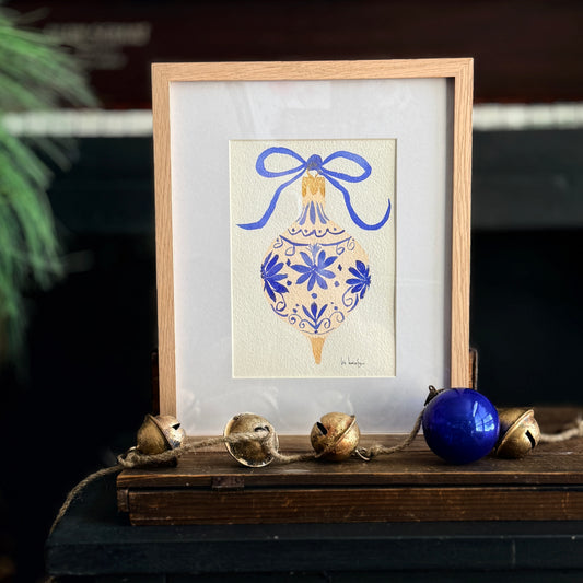 Christmas Bauble in Blue Floral