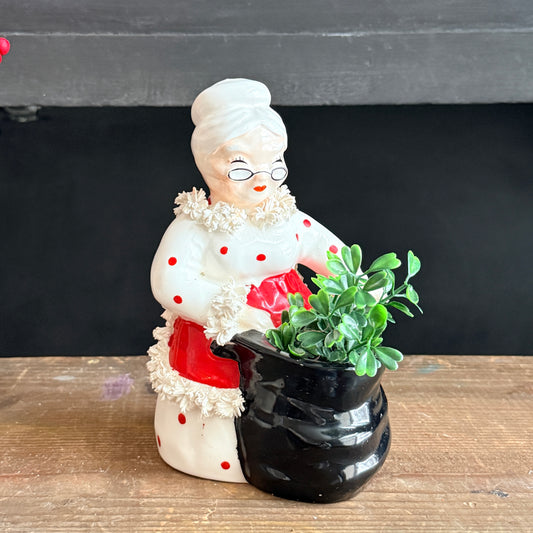 Vintage Spaghetti Mrs. Claus Planter