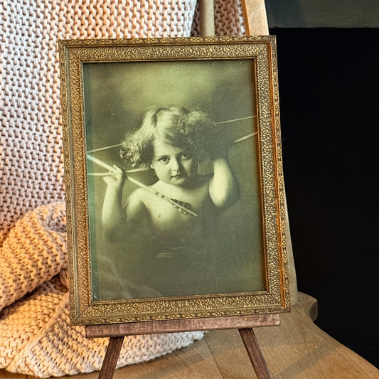 Antique Cupid Awake Print – Wooden Gold Frame