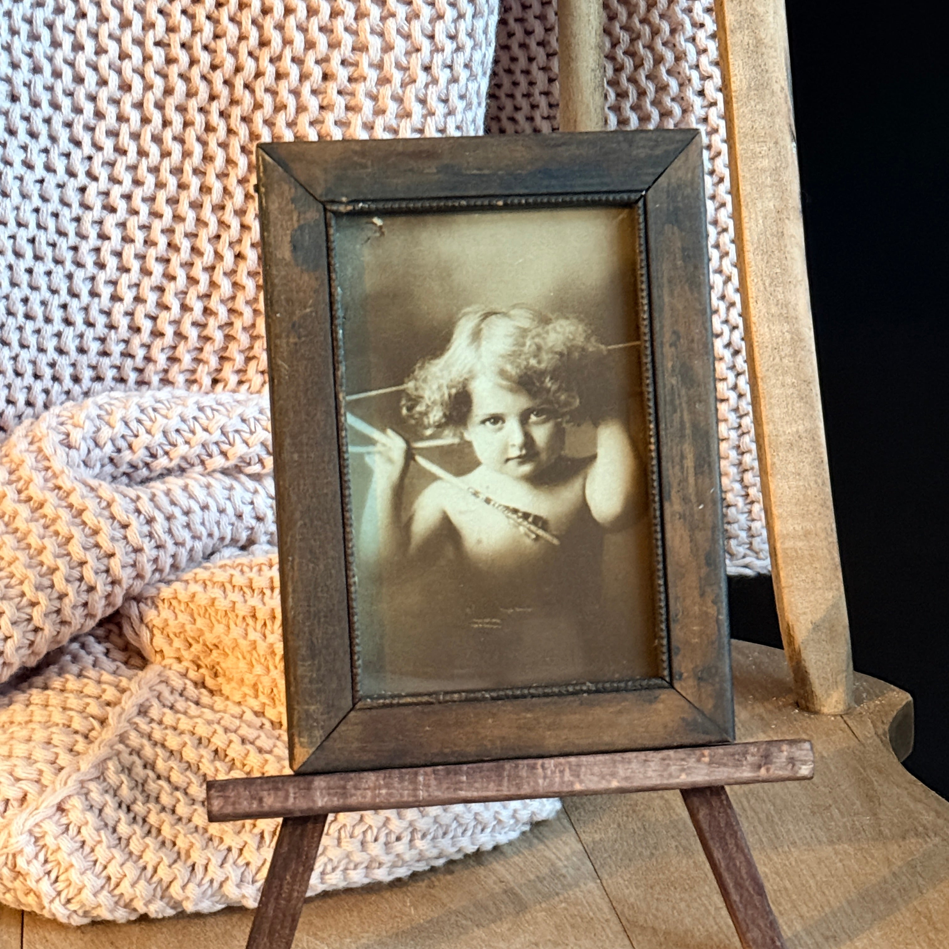 Antique Cupid Awake Print – Wooden Frame