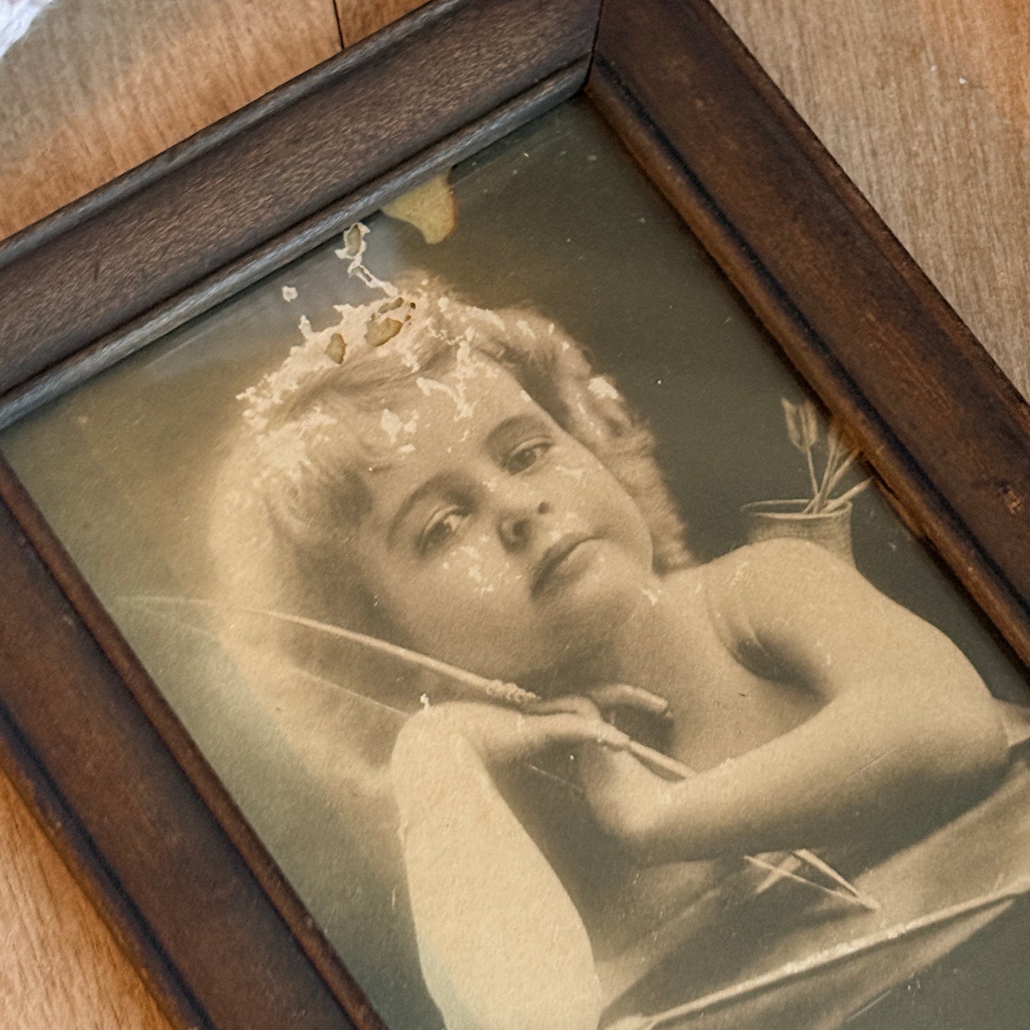 Antique Cupid Interested Print – Wooden Frame