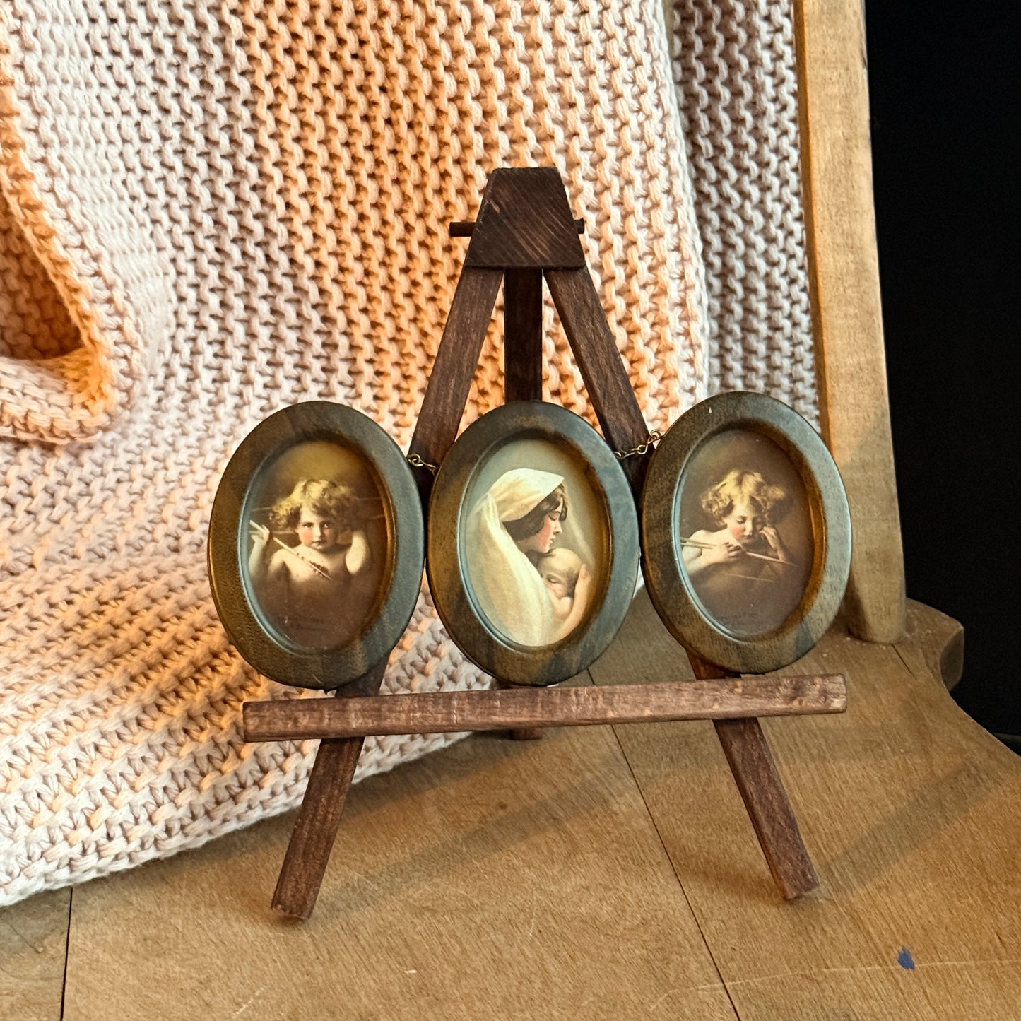 Triple Oval Framed Mini Prints- Cupids & Madonna