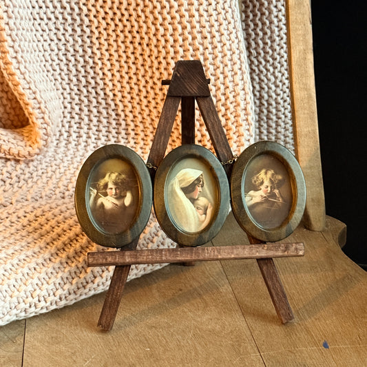 Triple Oval Framed Mini Prints- Cupids & Madonna