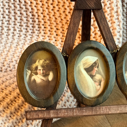 Triple Oval Framed Mini Prints- Cupids & Madonna
