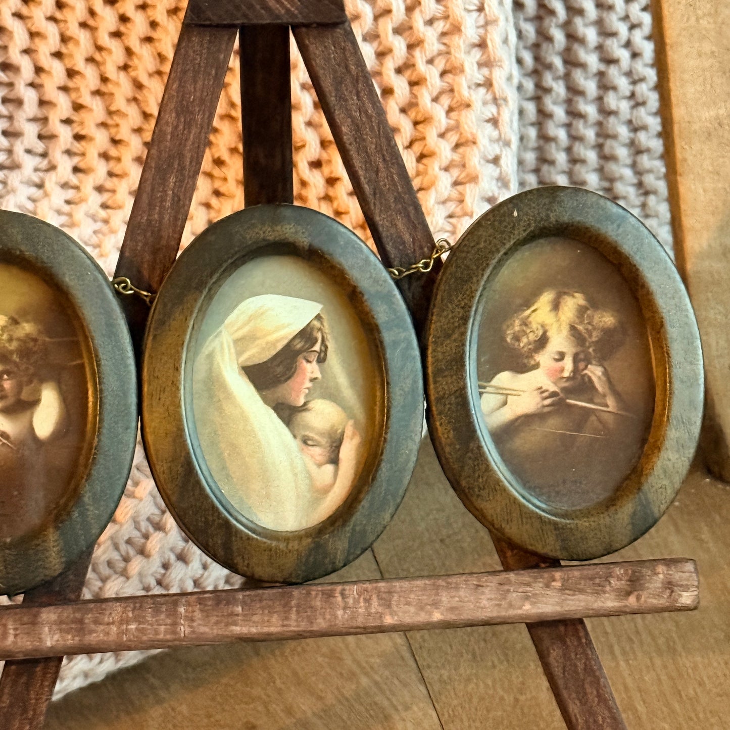 Triple Oval Framed Mini Prints- Cupids & Madonna