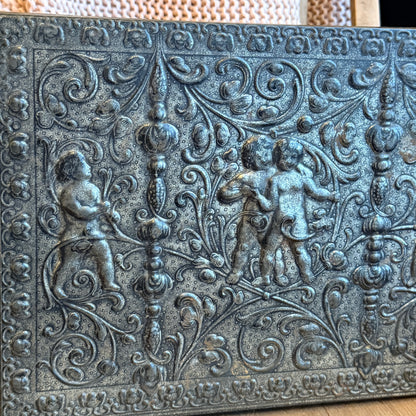 Vintage Metal Container with Cherubs