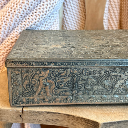 Vintage Metal Container with Cherubs