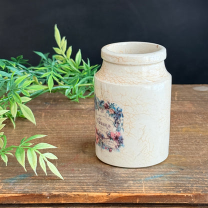 Ironstone Crock with Perfume Graphic