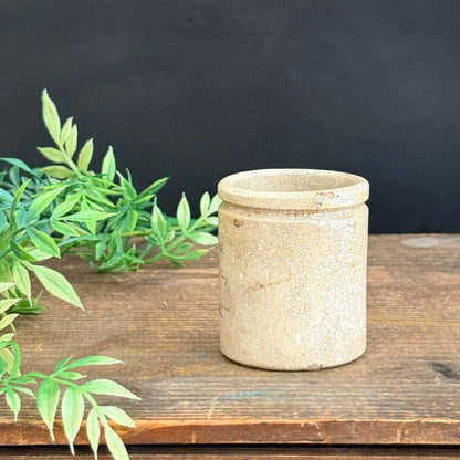 Small Ironstone Crock with Blue Bird + French Typography