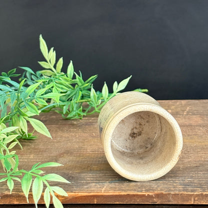 Small Ironstone Crock with Blue Bird + French Typography