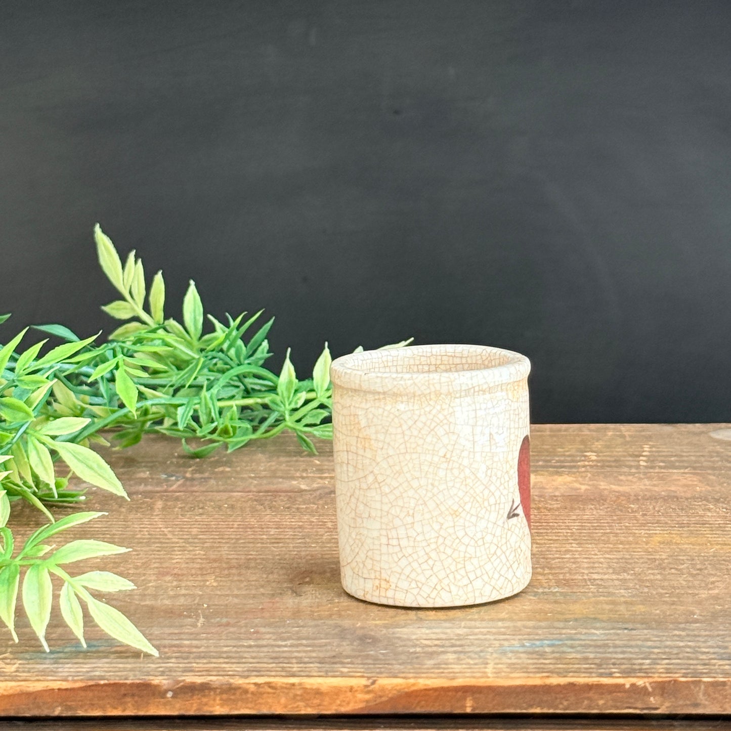 Small Ironstone Crock with Red Heart + Arrow