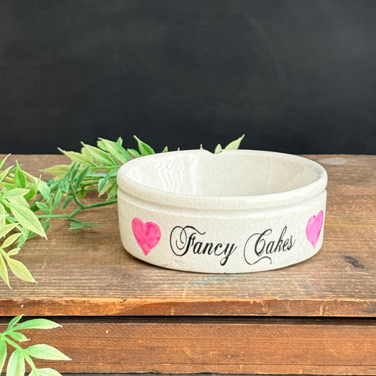 Ironstone Trinket Dish - Fancy Cakes + Pink Hearts