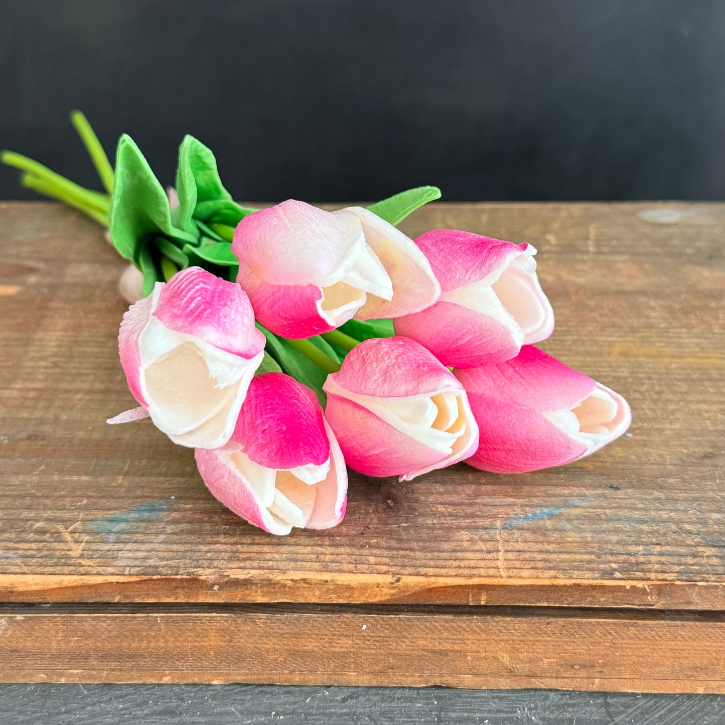 Real Touch Faux Tulips - Violet & White