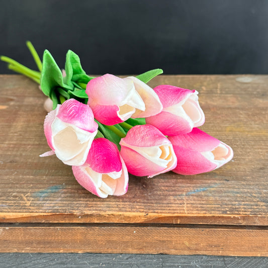 Real Touch Faux Tulips - Violet & White