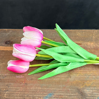 Real Touch Faux Tulips - Violet & White