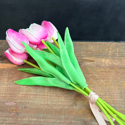 Real Touch Faux Tulips - Violet & White
