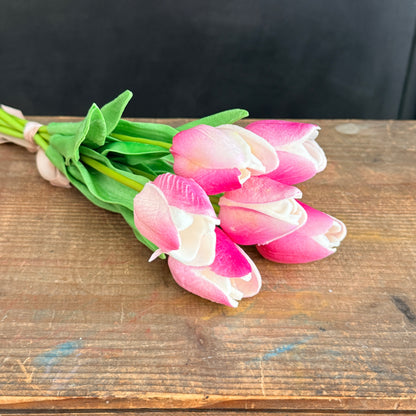 Real Touch Faux Tulips - Violet & White