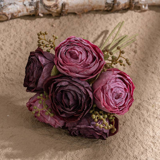 Silk Rose Bouquet - Purple & Pink