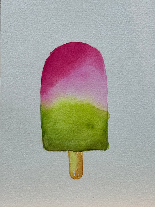 Colorful ice cream popsicle on a textured light gray background